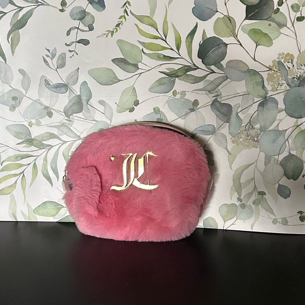 Juicy Couture Pink Faux Fur Cosmetic Bag